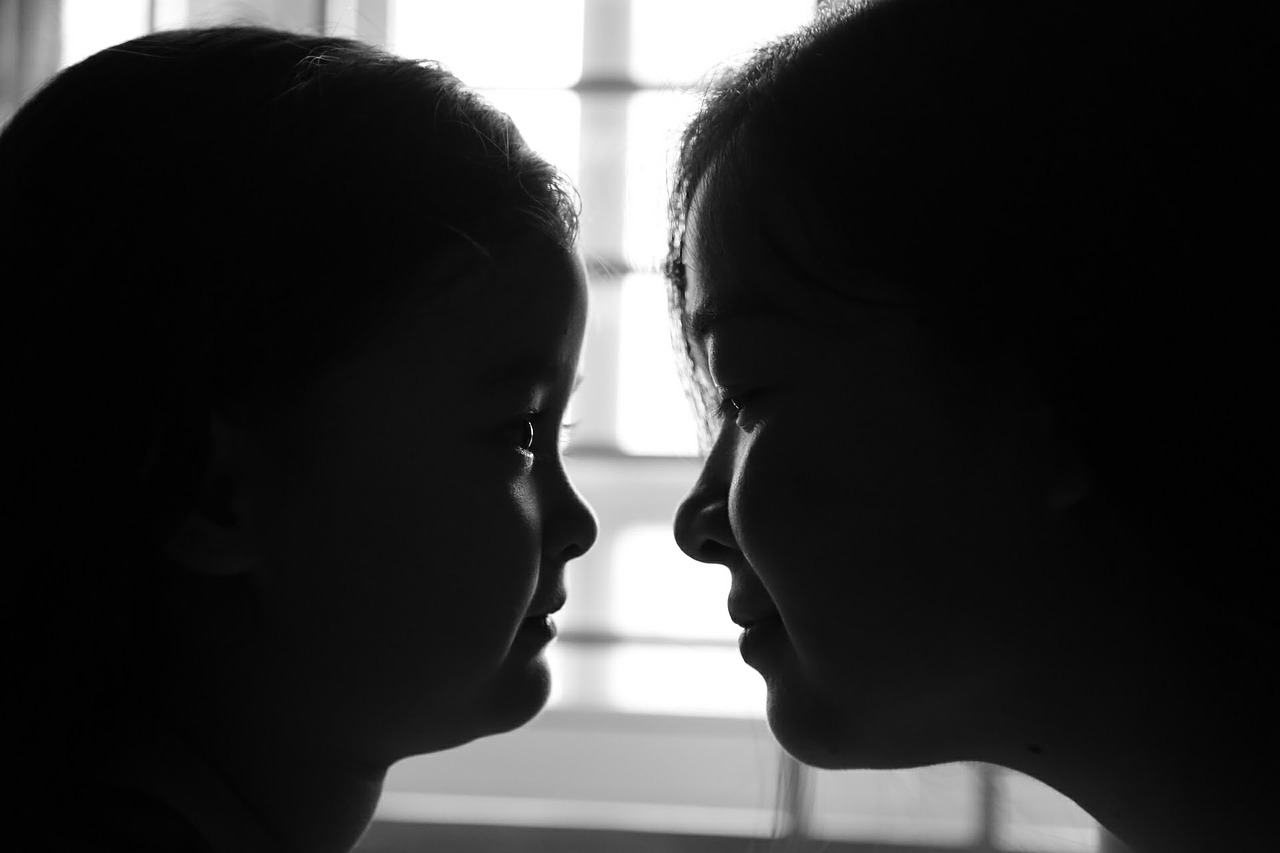 mother and daughter, love, mirror